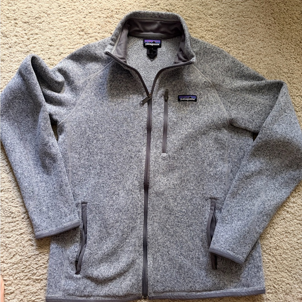 Patagonia Gray Zip Up Better Sweater, Medium, Heathered Light Grey